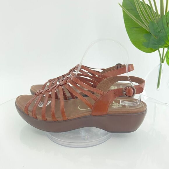 Dansko Women Dana Sandal Size 41 10.5 Brown Leather Block Heel Strappy Slingback - Picture 7 of 15